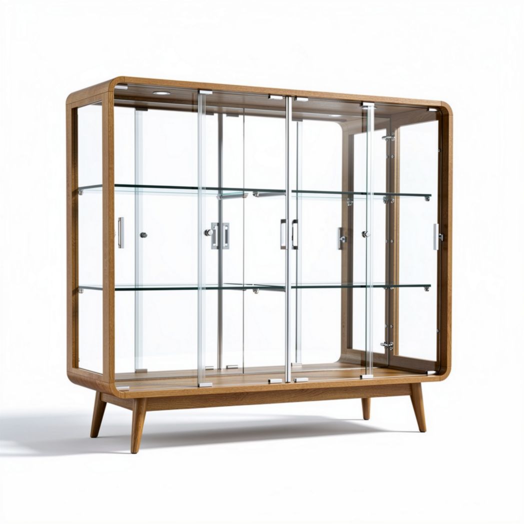 Vitrine de madeira com vidro temperado dimensões 100 x 40 x 150cm