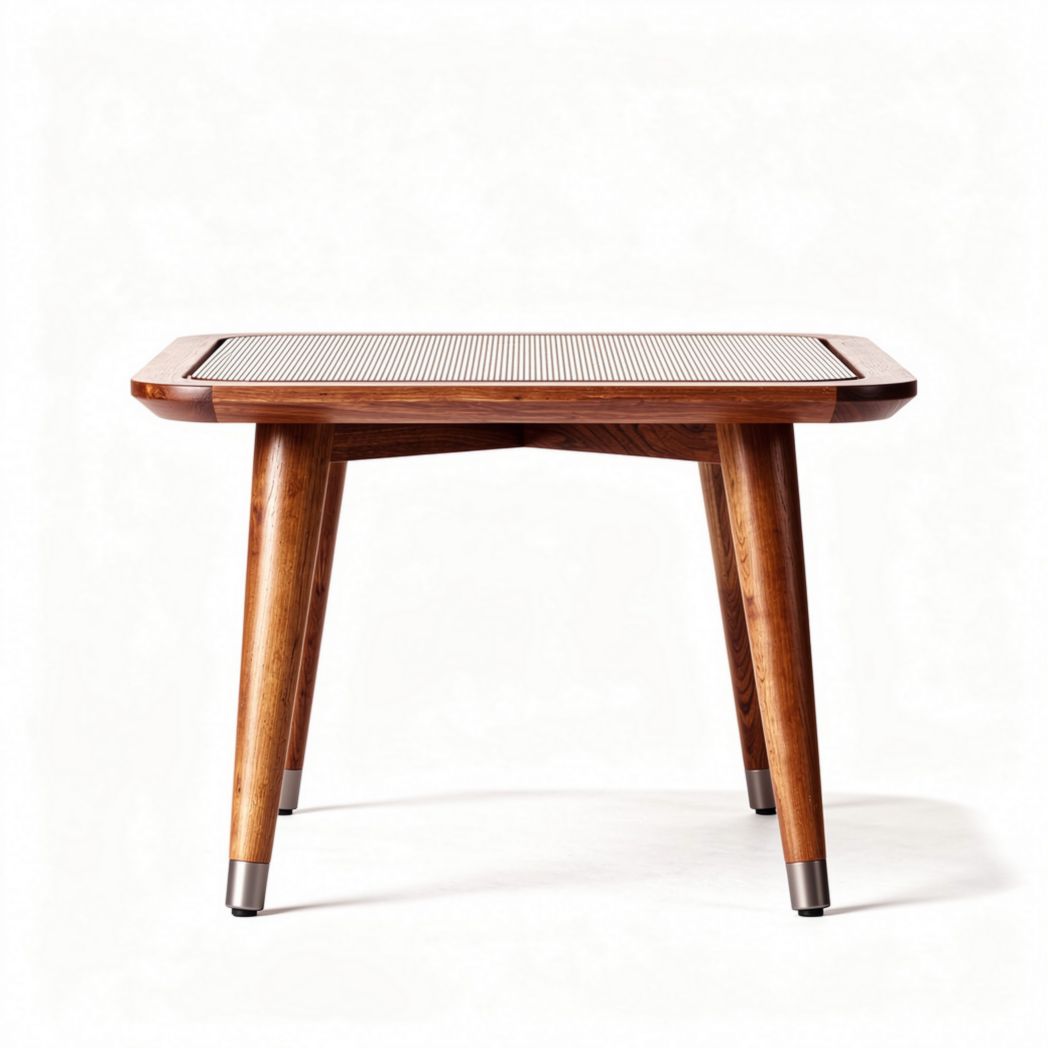 Mesa de madeira com superfície estriada 80 x 60 x 45cm cor marrom